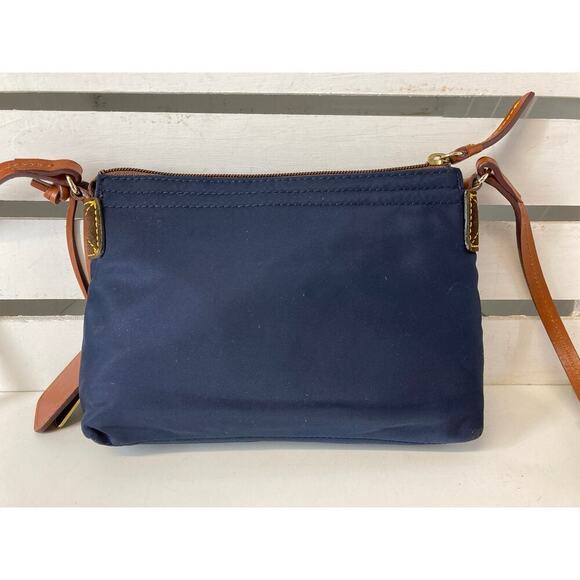 DOONEY & BOURKE SMAL NAVY NYLON BROWN LEATHER CROSSBODY BAG - Picture 3 of 13